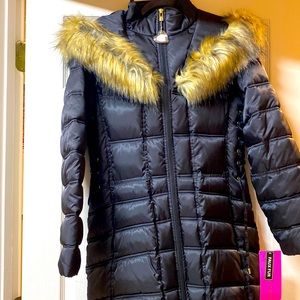 Betsey Johnson black faux fur winter coat nwt $248
